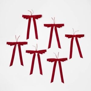 Set of 6 Threshold Oversized Velvet Christmas Bows